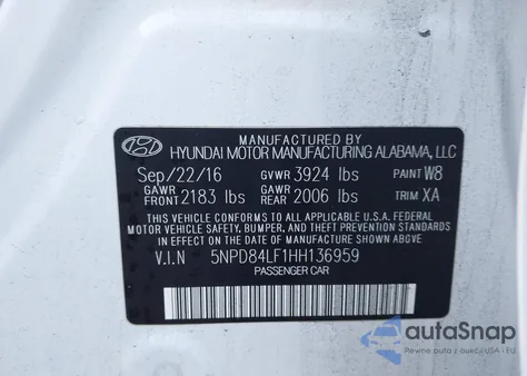 2017 Hyundai Elantra Se из США, поврежденный, VIN 5NPD84LF1HH136959